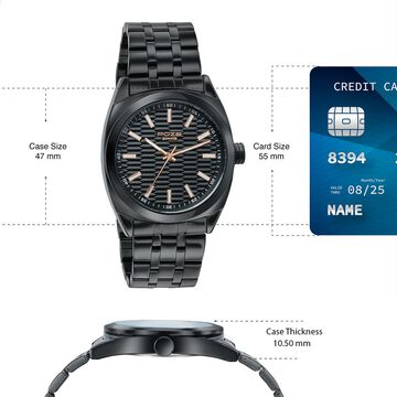 Poze Poze Quartz Analog Black Dial Black Metal Strap Watch For Men