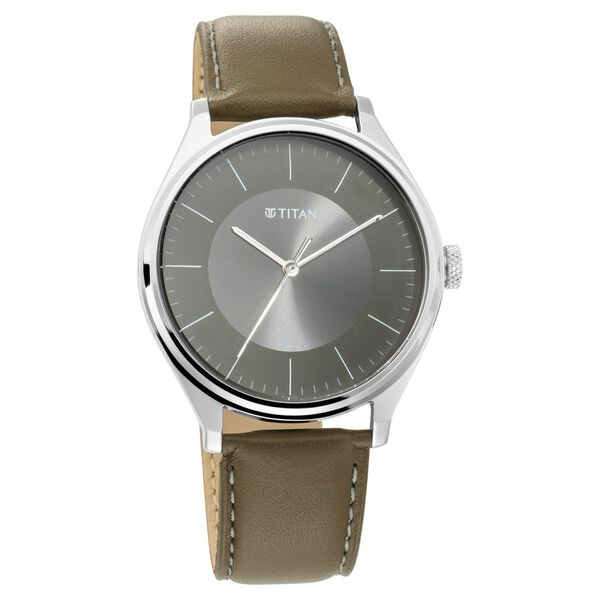 Titan Men's Urban Edge Lustrous Olive Dial Leather Watch - image number 0