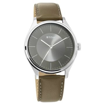 Titan Men's Urban Edge Lustrous Olive Dial Leather Watch