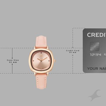 Fastrack Stunners Quartz Analog Rose Gold Dial Rose Gold Leather Strap Watch For Girls