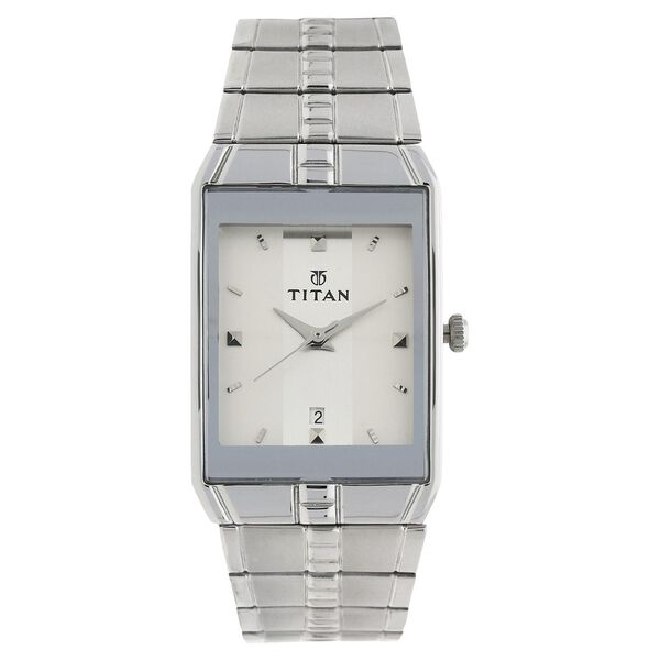 Titan Quartz Analog with Date White Dial Stainless Steel Strap Watch for Men - image number 0