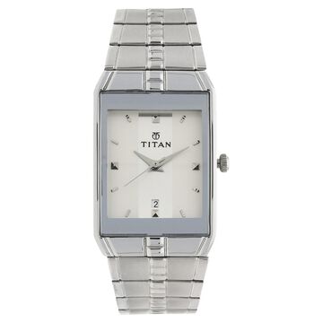 Titan Quartz Analog with Date White Dial Stainless Steel Strap Watch for Men