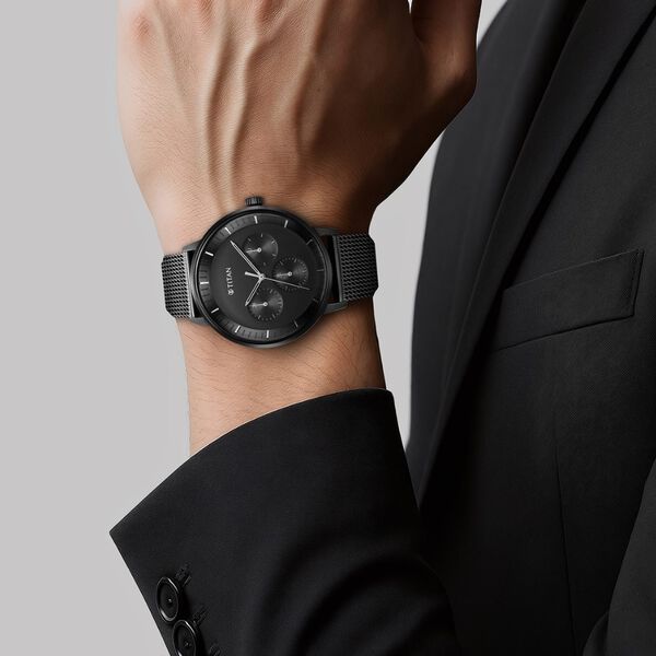 Titan Modern Classics Black Dial Quartz Multifunction Stainless Steel Strap watch for Men - image number 5