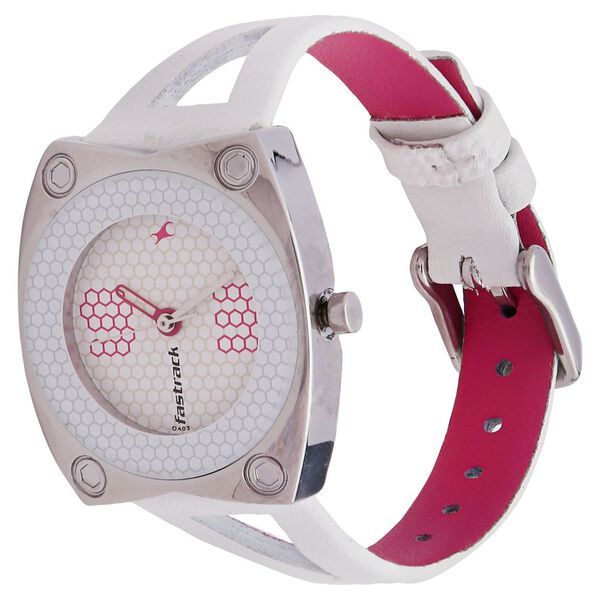 Fastrack Quartz Analog White Dial Leather Strap Watch for Girls - image number 1