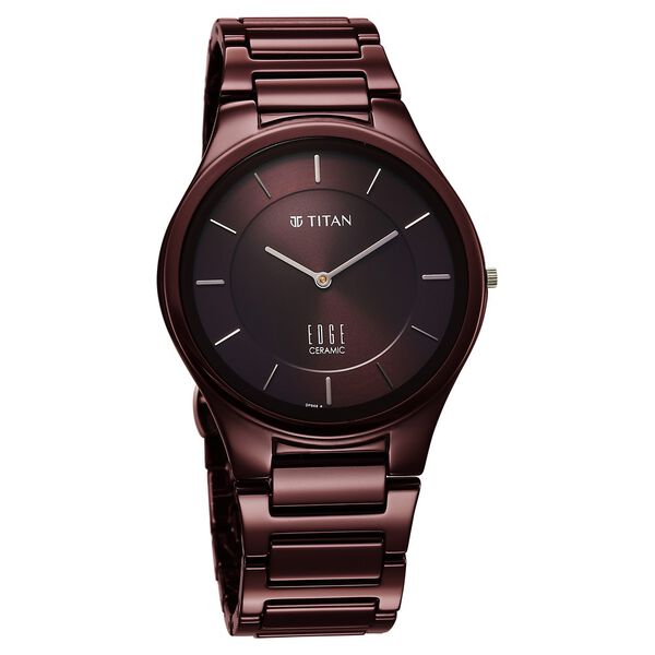 Titan Wine Ceramic Quartz Analog Maroon Dial Ceramic Strap Watch For Men - image number 1