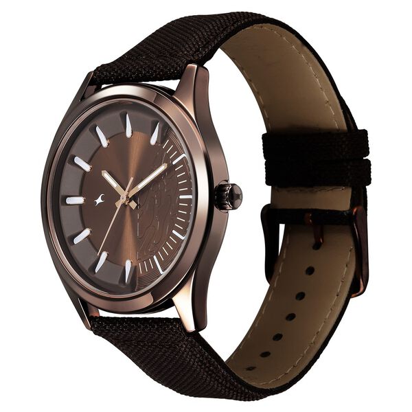 Fastrack Wild Quartz Analog Brown Dial Brown Leather Strap Watch For Guys - image number 5