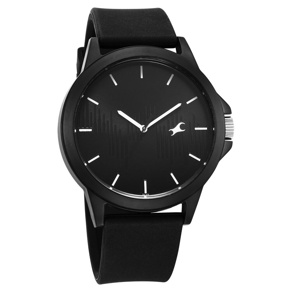 Fastrack Tees Wanderlust Quartz Analog Black Dial Silicone Strap Watch for Unisex