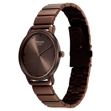 Sonata Sleek Women Bronze Sunray Dial Ultra-Slim Brown Metal Watch