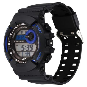 SF Digital Dial Black Polyurethane Strap Watch For Men