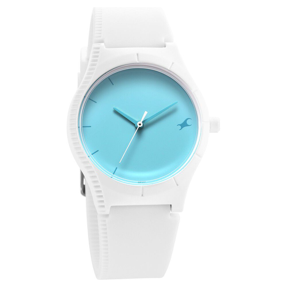 Fastrack Tees Quartz Analog Blue Dial Silicone Strap Watch for Girls