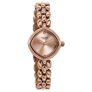 Poze Poze Quartz Analog Pink Dial Rose Gold Metal Strap Watch For Women