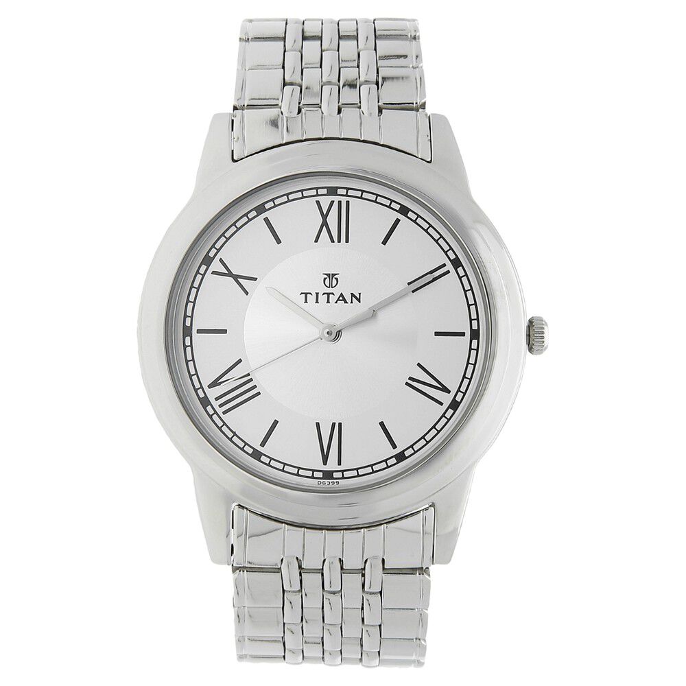 Buy Online Titan Quartz Analog White Dial Stainless Steel Strap Watch for Men nm1735sm01 Titan