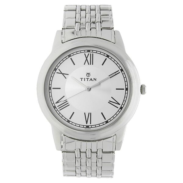 Titan Quartz Analog White Dial Stainless Steel Strap Watch for Men - image number 0