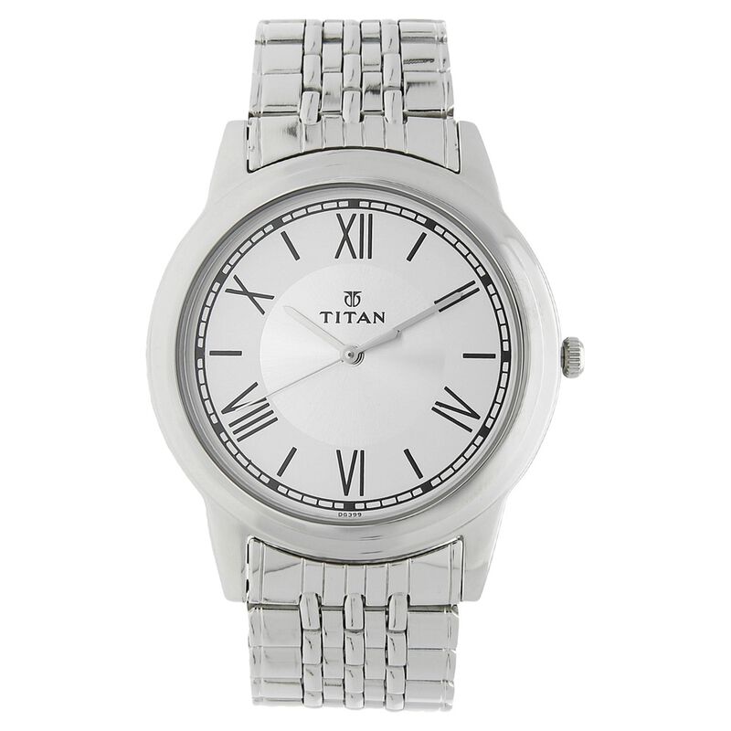 Titan Quartz Analog White Dial Stainless Steel Strap Watch for Men