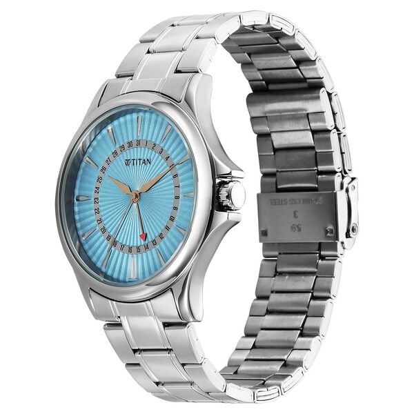 Titan Karishma Quartz Analog with Date Blue Dial Stainless Steel Strap Watch For Men - image number 2