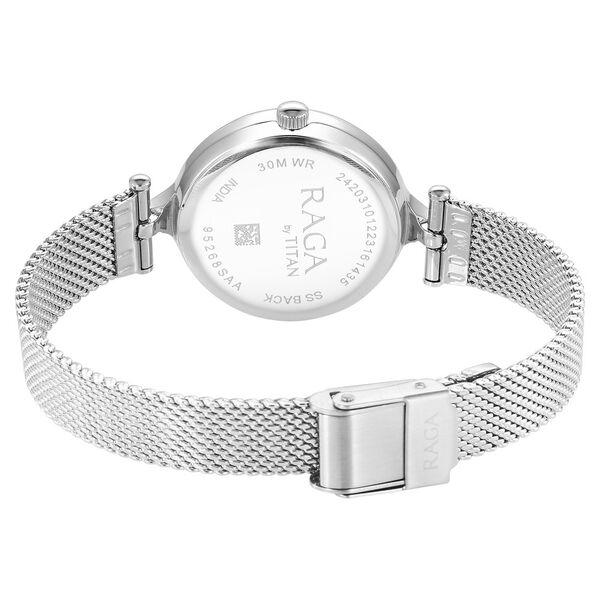 Titan Raga Showstopper Quartz Analog Pink Dial Silver Metal Strap Watch For Women - image number 4