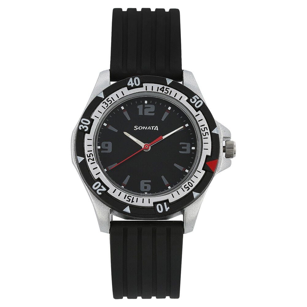 SF Quartz Analog Black Dial Plastic Strap Watch for Men-picture-19