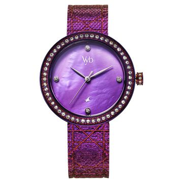 Fastrack Vyb Eclipse Quartz Analog Purple Mother Of Pearl Dial Purple Color Metal Strap Watch For Girls