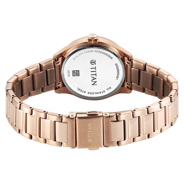 Titan Glamour Quartz Analog with Date Silver Dial Rose Gold Stainless Steel Strap Watch For Women - image number 5