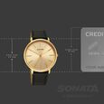 Sonata Traditional Essentials Quartz Analog Champagne Dial Black Leather Strap Watch For Men - image number 3