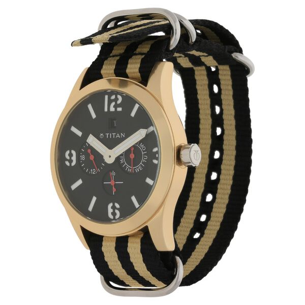 Titan Quartz Multifunction Black Dial Nylon Strap Watch for Men - image number 1