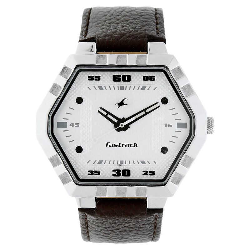 Fastrack Quartz Analog White Dial Leather Strap Watch for Guys - image number 0