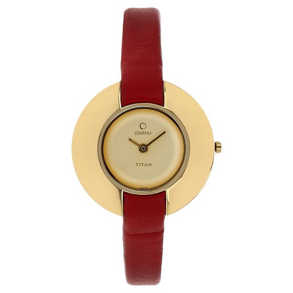 Titan Quartz Analog Golden Dial Leather Strap Watch for Women - image number 0