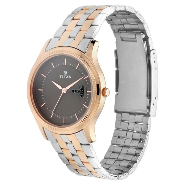 Titan Brown Dial Analog with Day and Date Stainless Steel Strap Watch for Men - image number 2
