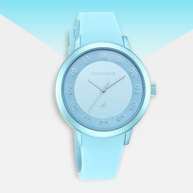 Pop Colours Blue Dial Silicone Strap Watch for Girls - image number 0