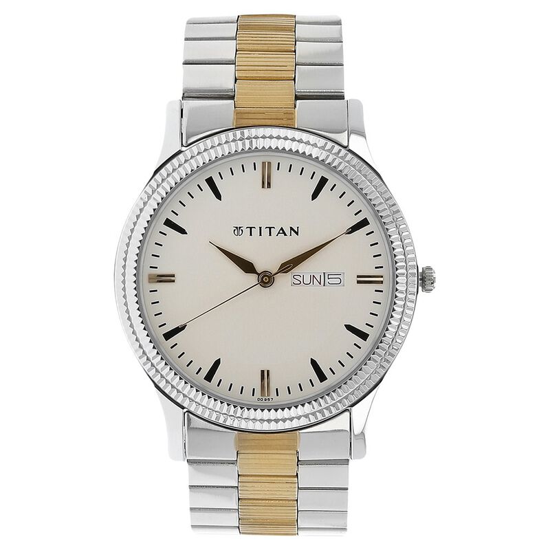 Titan Metal White Dial Analog with Day and Date Stainless Steel Strap Watch for Men - image number 0