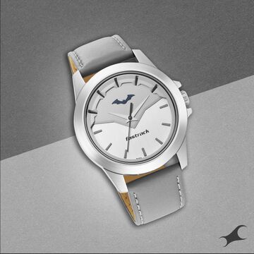 Fastrack Batman Quartz Analog Grey Dial Leather Strap Watch for Guys