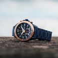 Octane Velocity Sporty Blue Dial Round Blue And Rose Gold Steel Watch For Men - image number 1