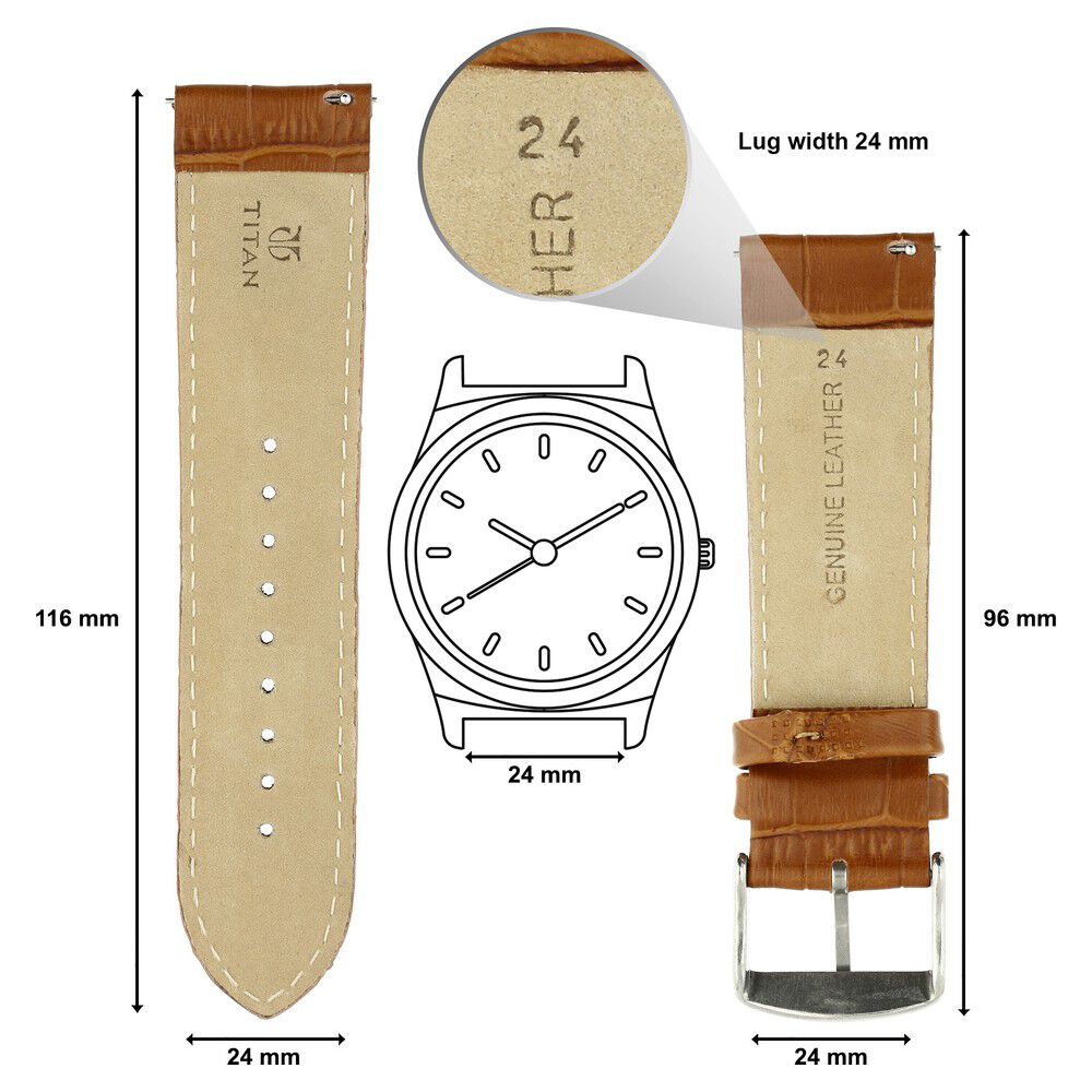 Buy Online 24 mm Tan Genuine Leather Strap for Men nf101017024sq