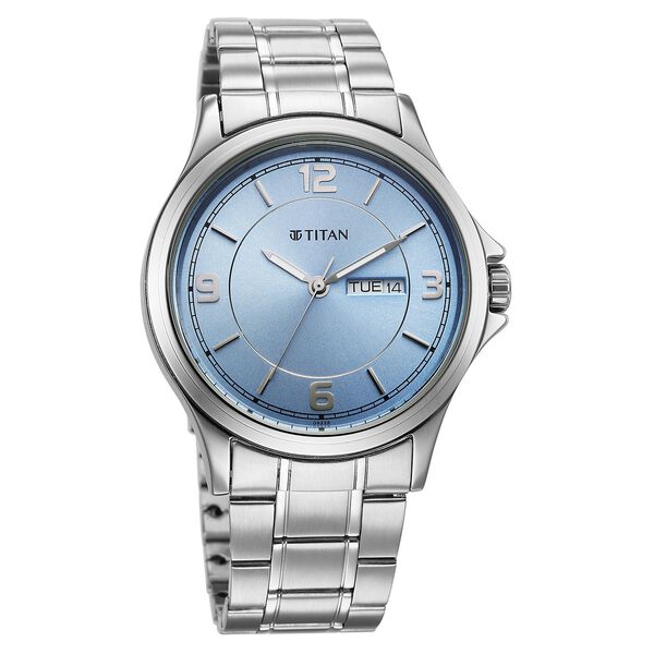 Titan Neo Arabic Analog with Day Date Ice Blue Dial Silver Stainless Steel Strap Watch for Men - image number 2
