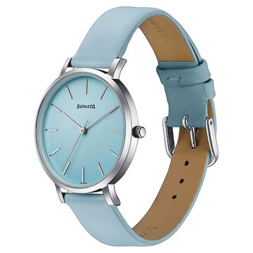 Sonata Pastel Play Quartz Analog Blue Dial Leather Strap Watch For Women