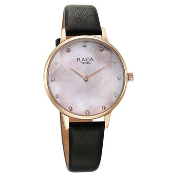 Titan Raga Showstopper Quartz Analog Mother Of Pearl Dial Leather Strap Watch for Women