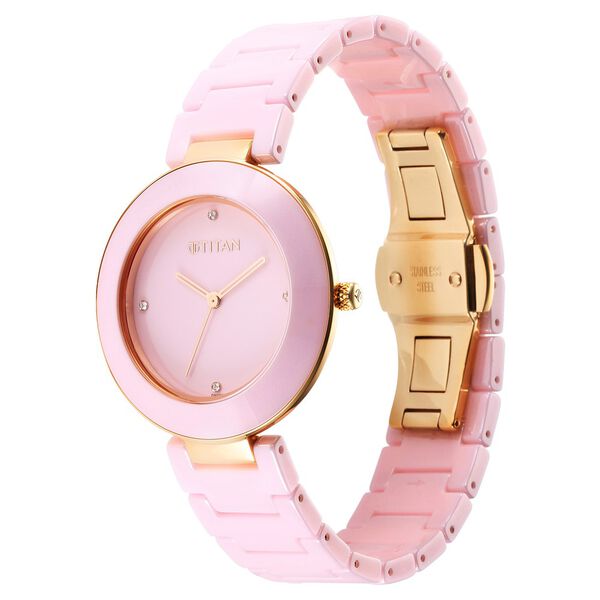Titan Purple CeramicsPink Dial Analog Ceramic Strap watch for Women - image number 2