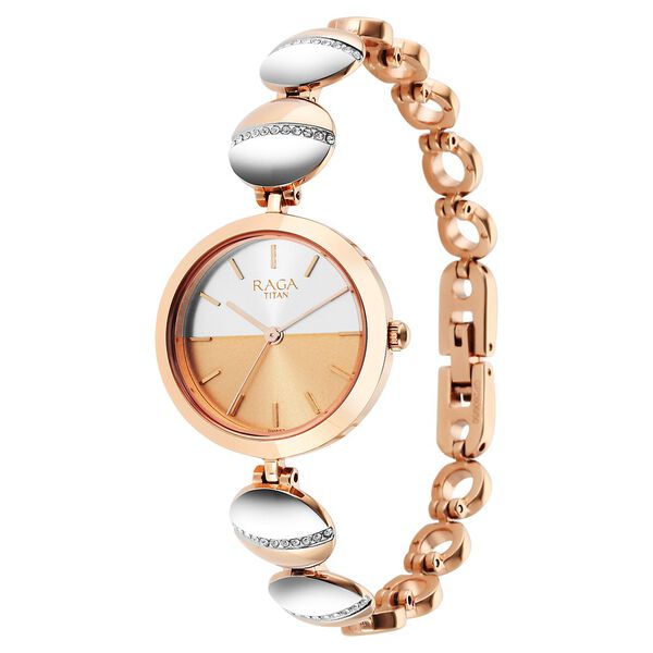 Titan Raga Delight Two Toned Dial Analog Metal Strap Watch for Women - image number 3