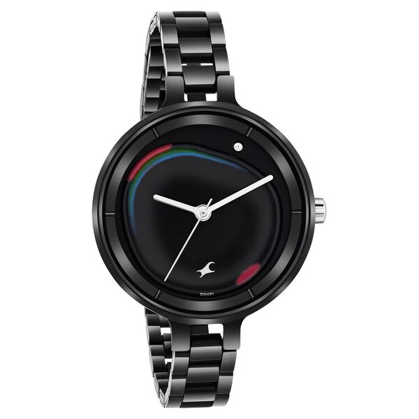 Fastrack MetaWe Quartz Analog Black Dial Stainless Steel Strap Watch For Girls - image number 1