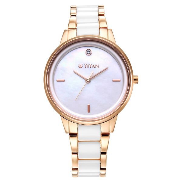 Titan Purple Ceramics MOP Dial Analog Steel and Ceramic Strap Watch for Women - image number 1