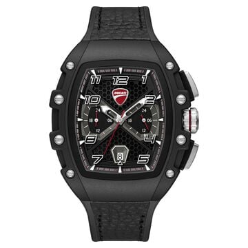 Ducati Quartz Multifunction Black Dial Black Silicone Strap Watch For Men