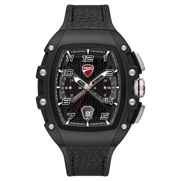 Ducati Quartz Multifunction Black Dial Black Silicone Strap Watch For Men - image number 0