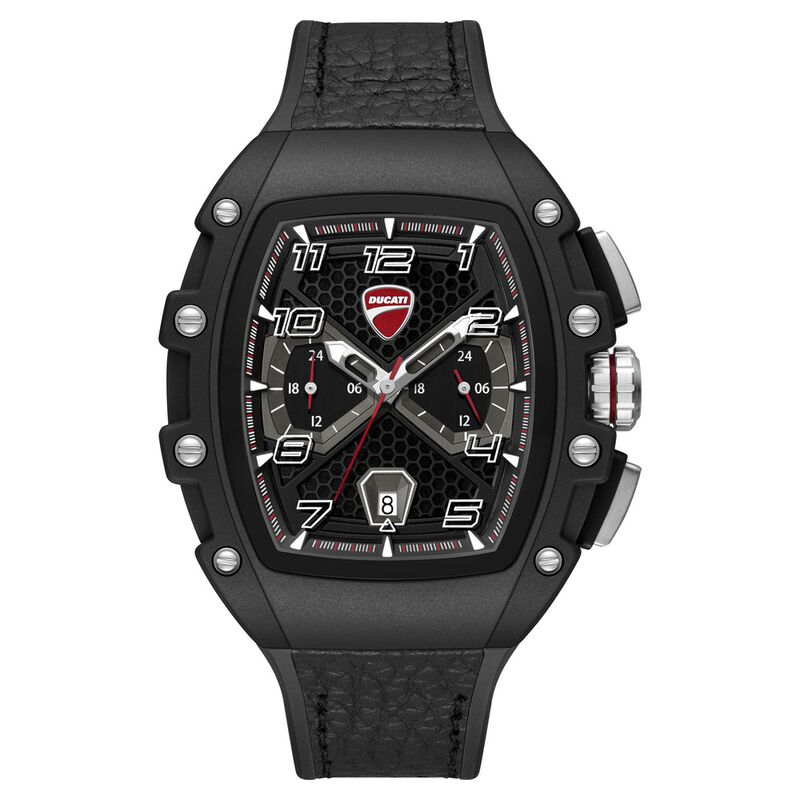 Ducati Quartz Multifunction Black Dial Black Silicone Strap Watch For Men