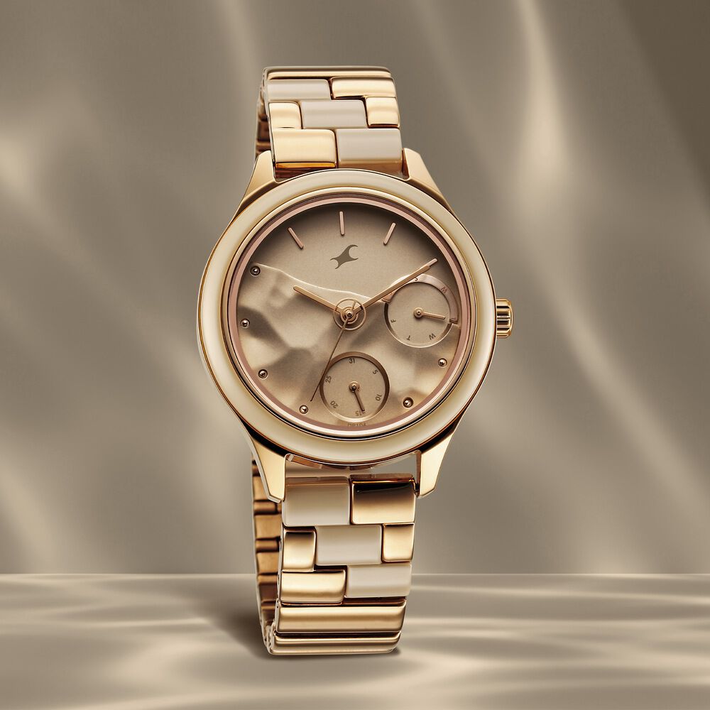 Fastrack watch gold color clearance