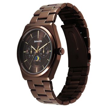 Sonata Festive Quartz Analog Brown Dial Metal Strap Watch For Men