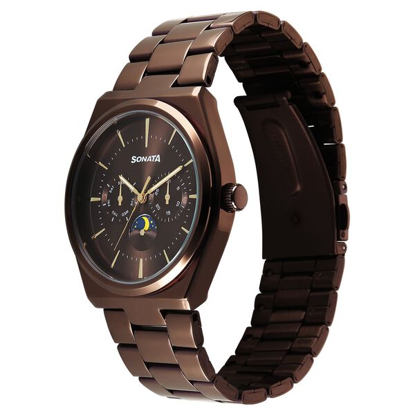 Sonata Festive Quartz Analog Brown Dial Metal Strap Watch For Men - image number 1
