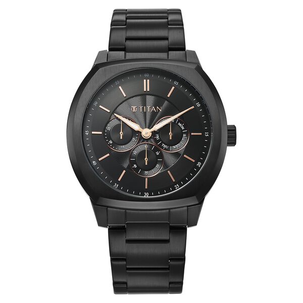 Titan Regalia Arc Analog with Day Date Second Subdial and Black Dial Black Stainless Steel Strap Watch for Men - image number 1