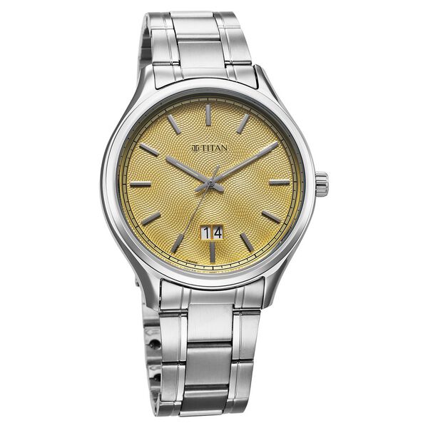 Titan Palette Of Time Quartz Analog with Date Yellow Dial Stainless Steel Strap Watch For Men - image number 1