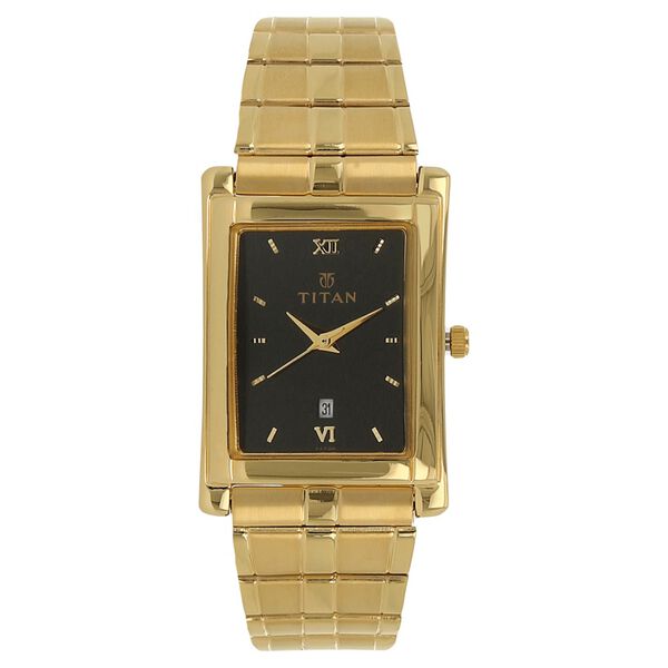 Titan Quartz Analog with Date Black Dial Stainless Steel Strap Watch for Men - image number 0
