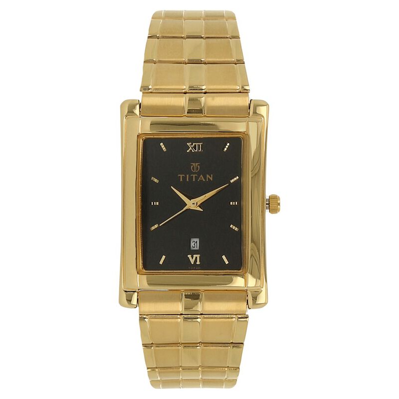 Titan Quartz Analog with Date Black Dial Stainless Steel Strap Watch for Men